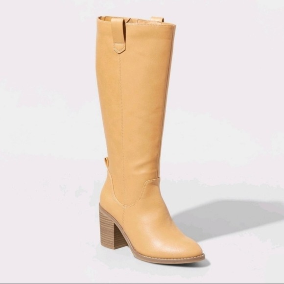 Universal Thread Shoes - Universal Thread Tan Davina Heeled Riding Boots NWT chunky heel